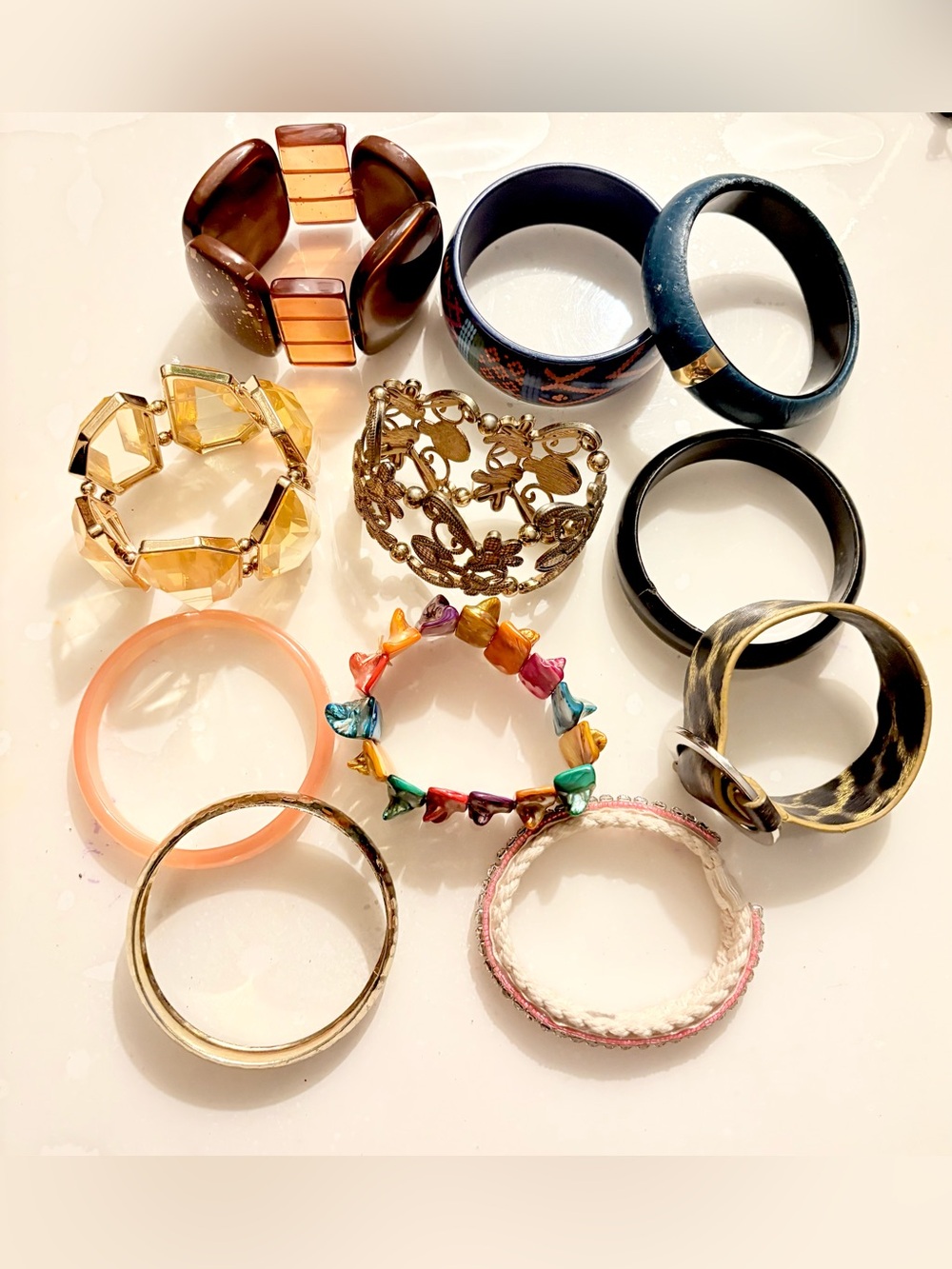 Assorted Women's Bracelet Set of 11pc - Multicolor and Neutral Bangles